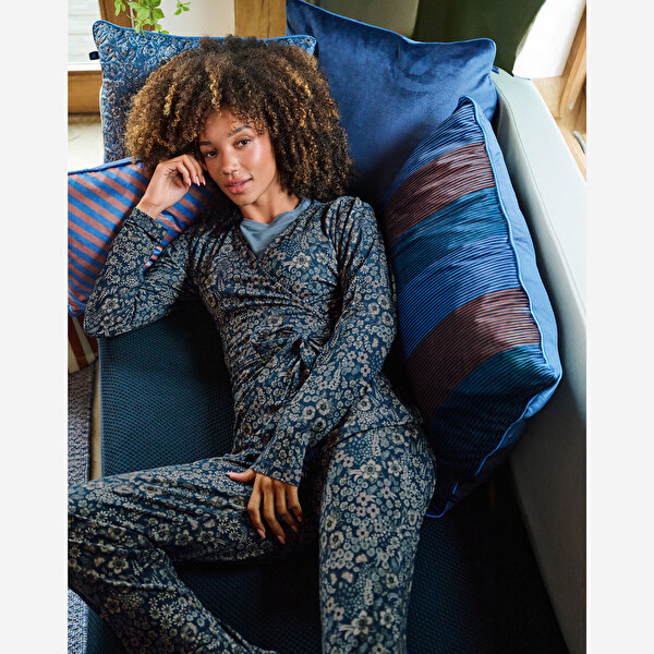 Pip Studio Blake Mavi Viscose Pantolon-3