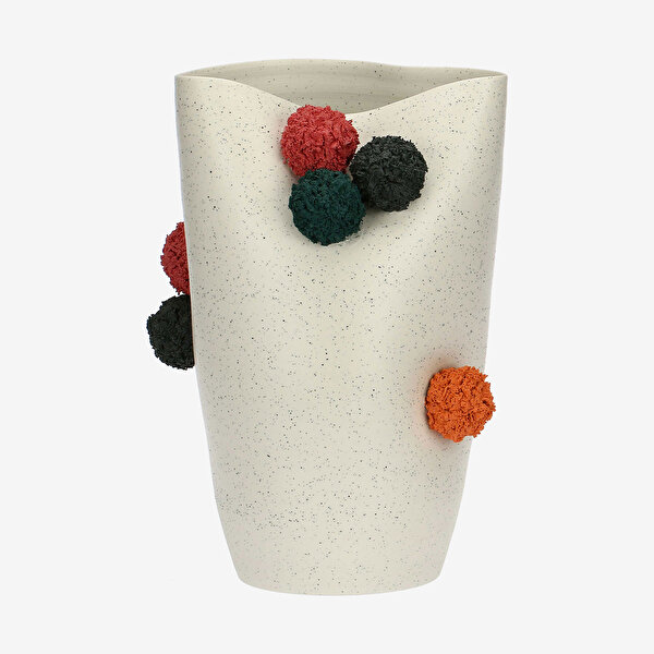 Rose & Tulipani Milano Pompompon Beyaz Seramik Vazo