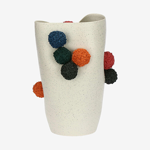 Rose & Tulipani Milano Pompompon Beyaz Seramik Vazo-1