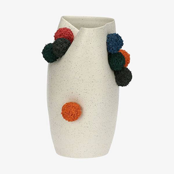 Rose & Tulipani Milano Pompompon Beyaz Seramik Vazo-2