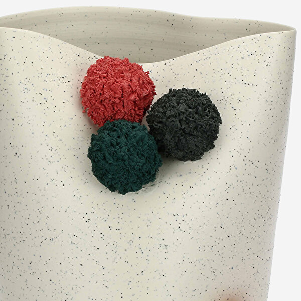 Rose & Tulipani Milano Pompompon Beyaz Seramik Vazo-3