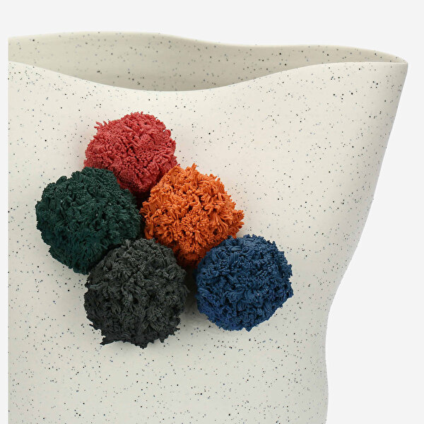 Rose & Tulipani Milano Pompompon Beyaz Seramik Vazo-3