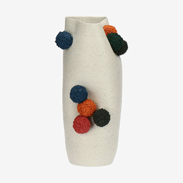 Rose & Tulipani Milano Pompompon Beyaz Seramik Vazo-1