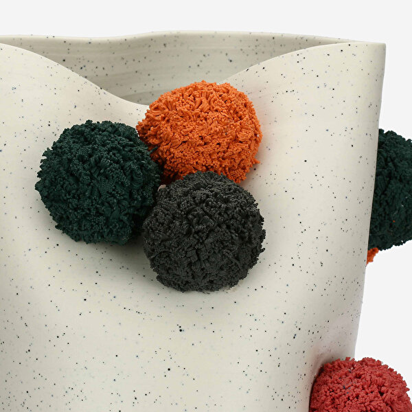 Rose & Tulipani Milano Pompompon Beyaz Seramik Vazo-3