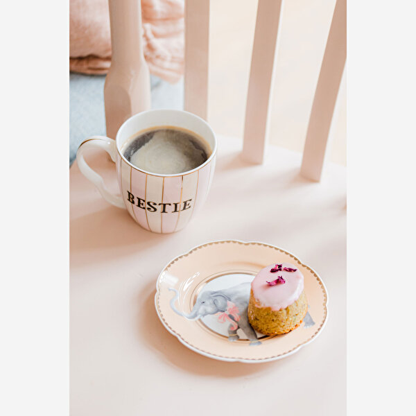 Yvonne Ellen Animals Pembe Porselen Pasta Tabağı-1