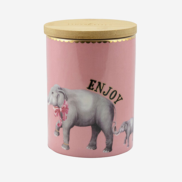 Yvonne Ellen Animals Pembe Porselen Saklama Kabı-1