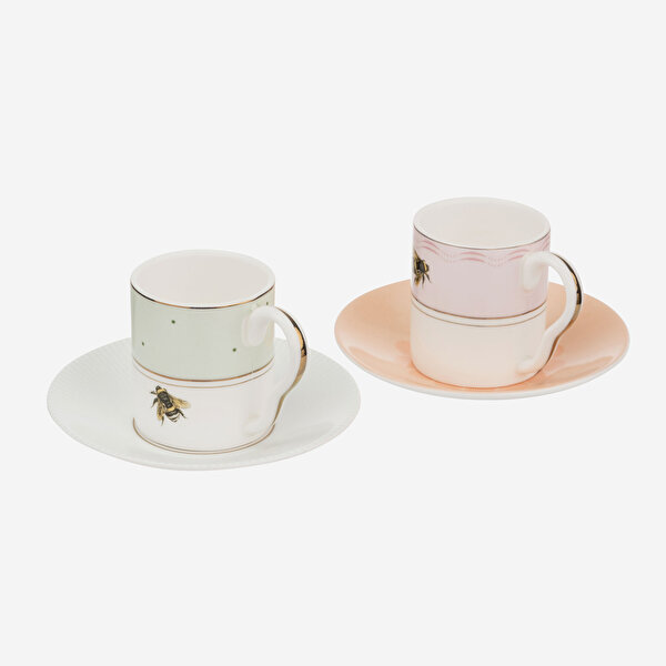 Yvonne Ellen Animals Pembe Porselen Kahve Fincan Seti