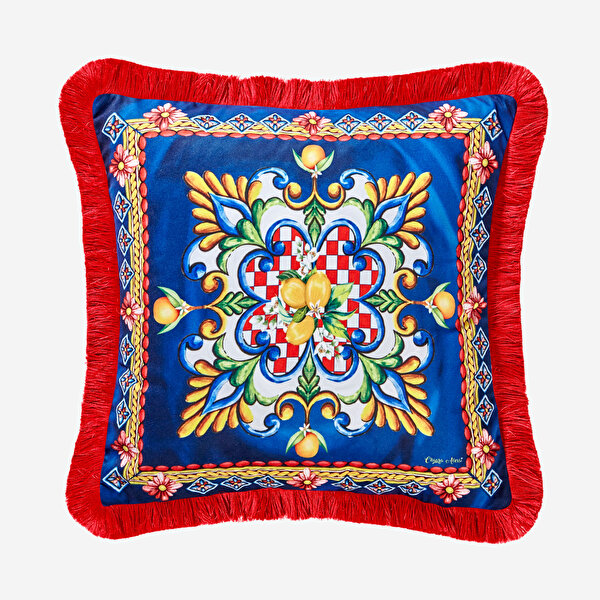 Chiara Alessi La Felicita Lacivert Kadife Dekoratif Yastık