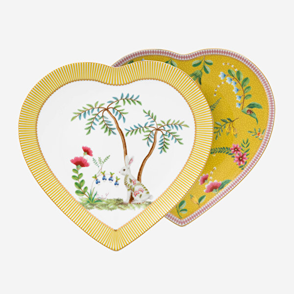 Pip Studio La Majorelle Sarı Porselen Kalpli Tabak Seti