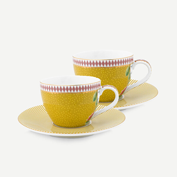 Pip Studio La Majorelle Sarı Porselen Kahve Fincan Seti